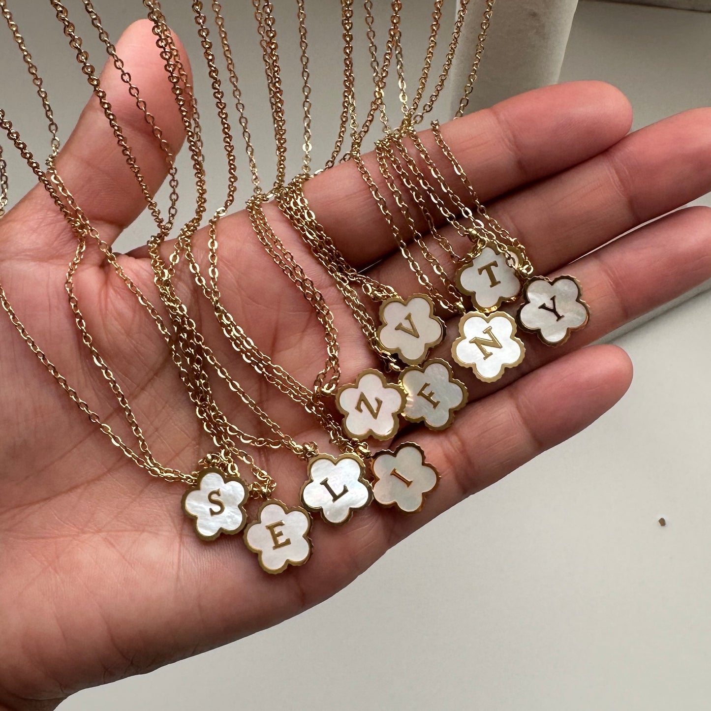 Initial Flower Necklace